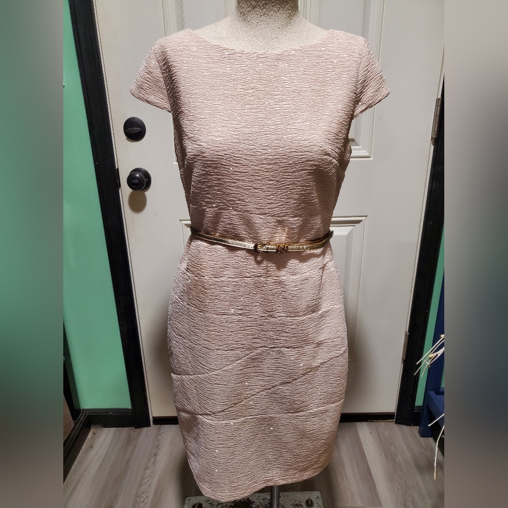 ABG Formal Sparkling Cream Dress w/ Belt